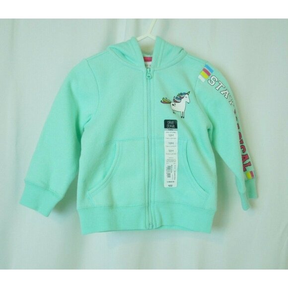 Okie Dokie Toddler Girl Pastel Green Unicorn Stay Magical Zip Up Sweater 18M - Picture 1 of 4